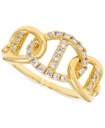 Кольцо Diamond Mariner Link Chain Open Band (1/4 ct. t.w.) из 14k Gold
