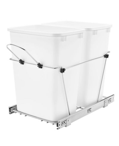 Rev-A-Shelf двойной выдвижной мусорный контейнер 35 qt для кухни, белый, RV-18KD-11C S