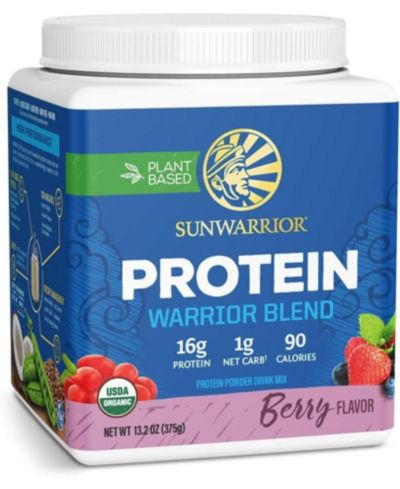 Warrior Blend Protein, Plant-Based Organic Protein Powder, Berry, Sunwarrior, 375gm