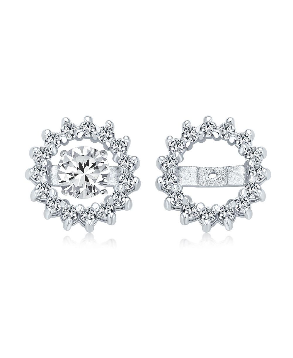 Bling Jewelry серьги-накладки с CZ Cubic Zirconia для гвоздиков из Sterling Silver