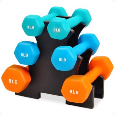 Набор гантелей из неопрена BalanceFrom, 3 пары с подставкой, 32 Lb, разноцветные