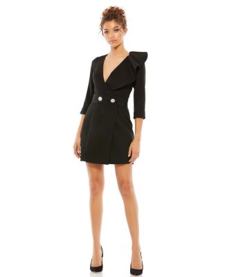 Mac Duggal женское мини-платье с оборками, имитирующее смокинг