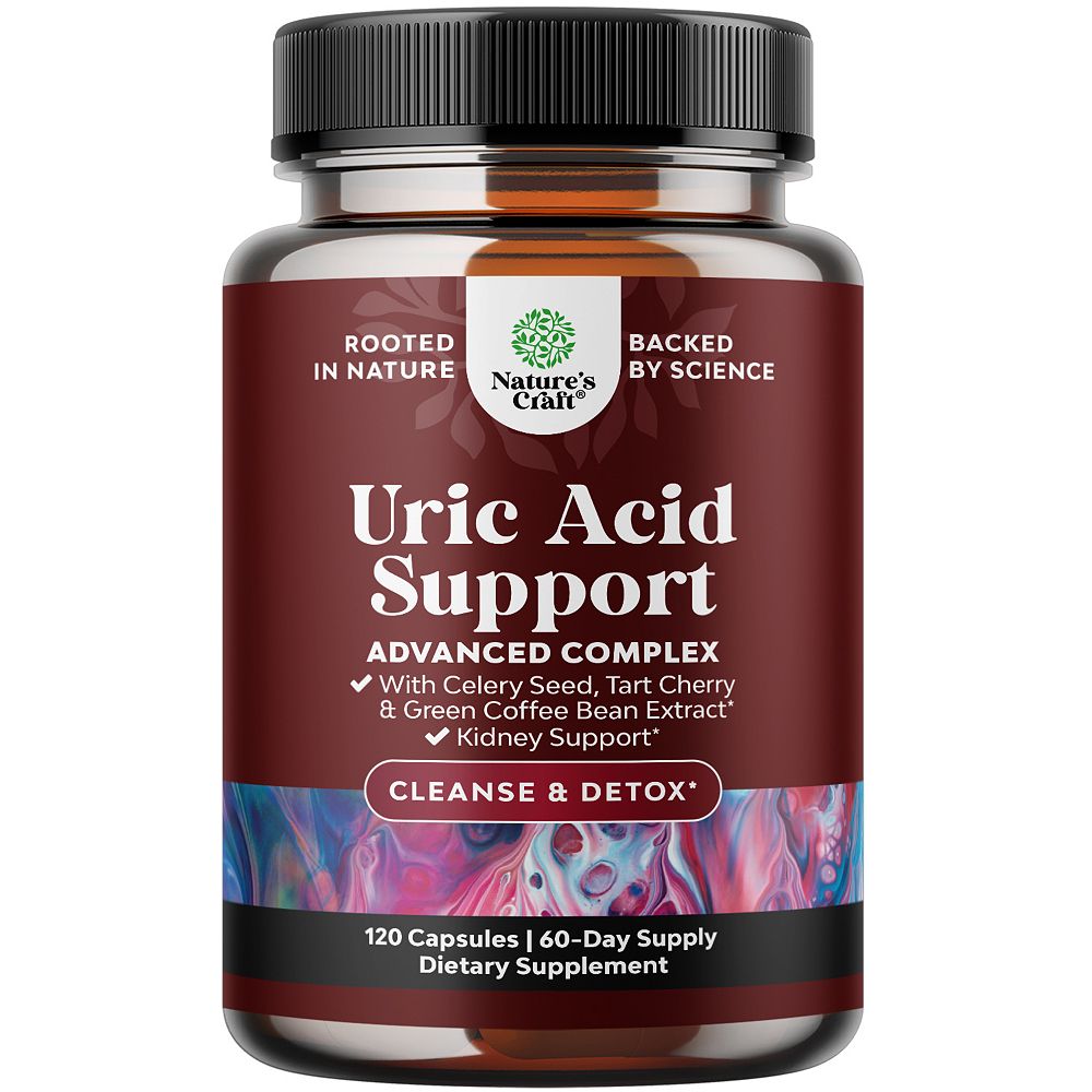 Uric Acid Capsules, Joint Support Supplement and Detox Cleanse with Tart Cherry Extract, Nature's Craft, 120 ct