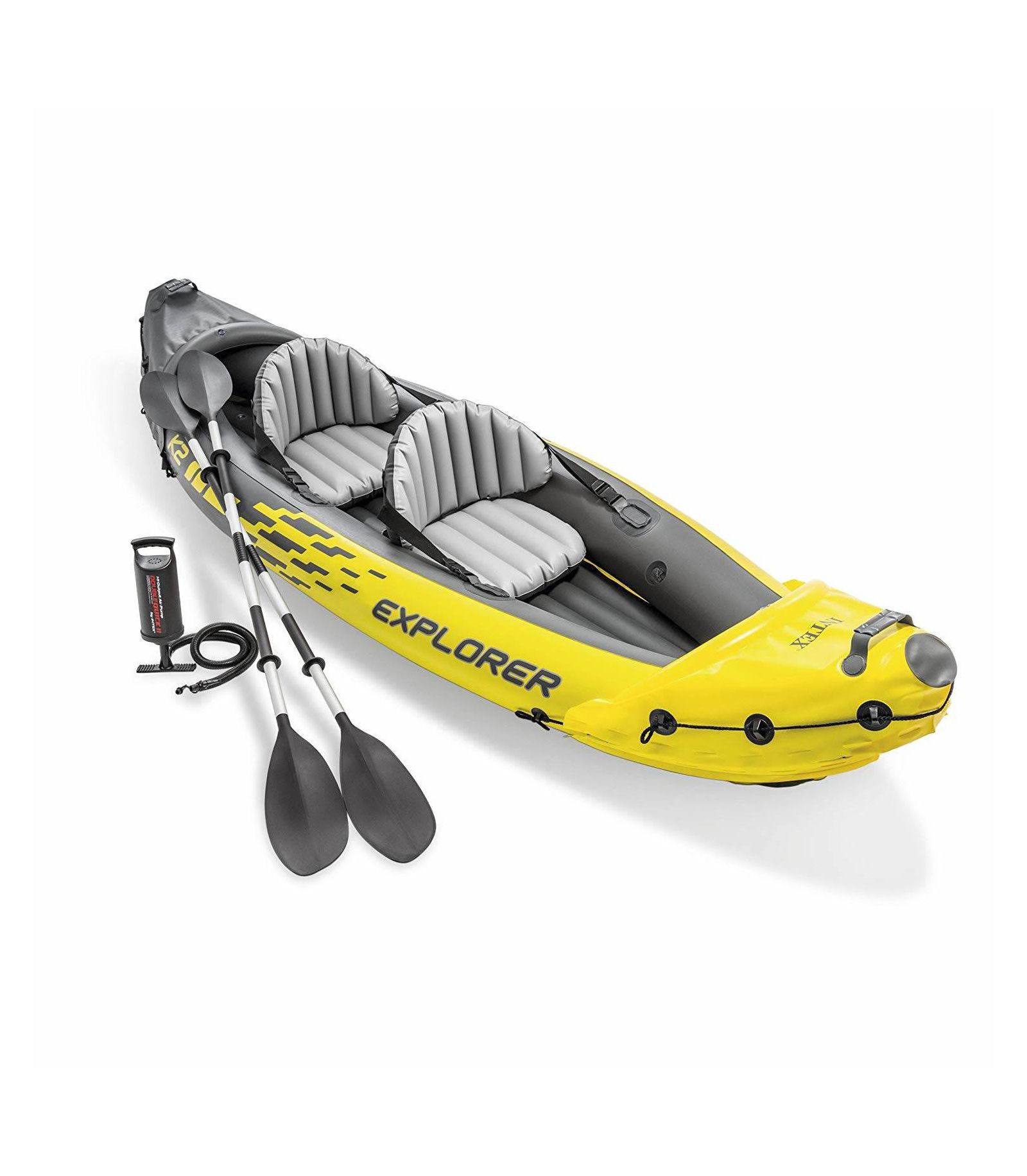 Intex Explorer K2 2-Person Inflatable Kayak Set with Oars and Air Pump, Yellow