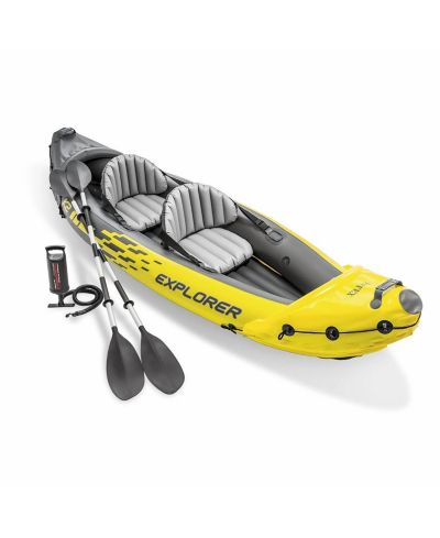 Intex Explorer K2 надувной каяк на 2 человека с веслами и насосом, желтый