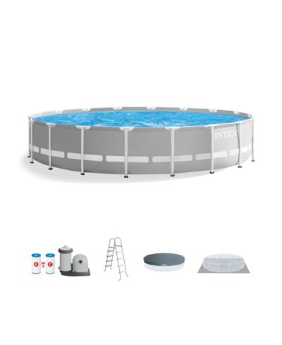 Intex 18ft x 48in Prism Round Frame Above Ground Swimming Pool Set с насосом