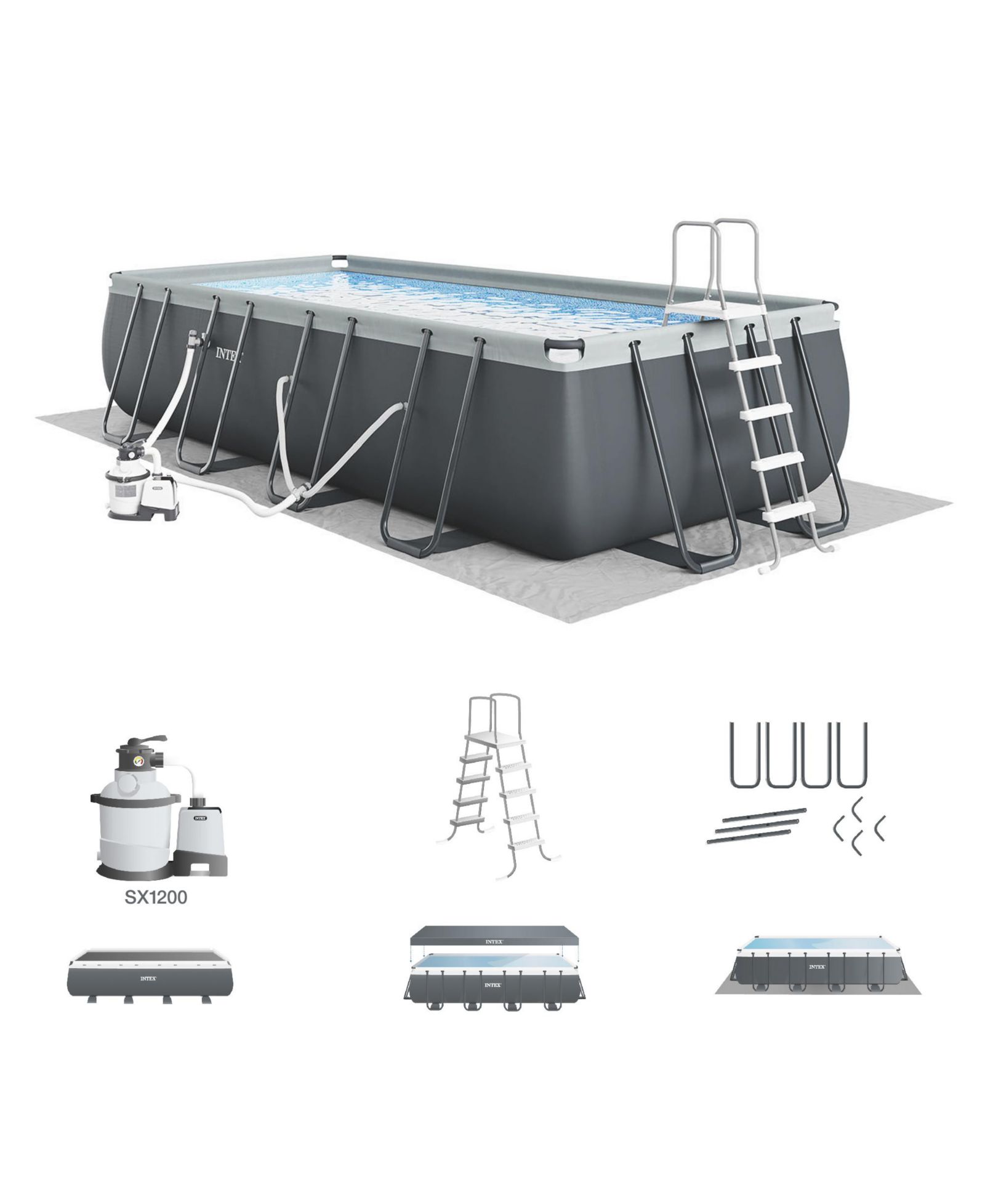 Intex 18' x 9' x 52" Ultra XTR Rectangular Frame Swimming Pool Set with Pump