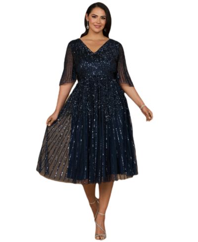 Lara Women's Flowing, Sequin Midi Dress with Short Sleeves