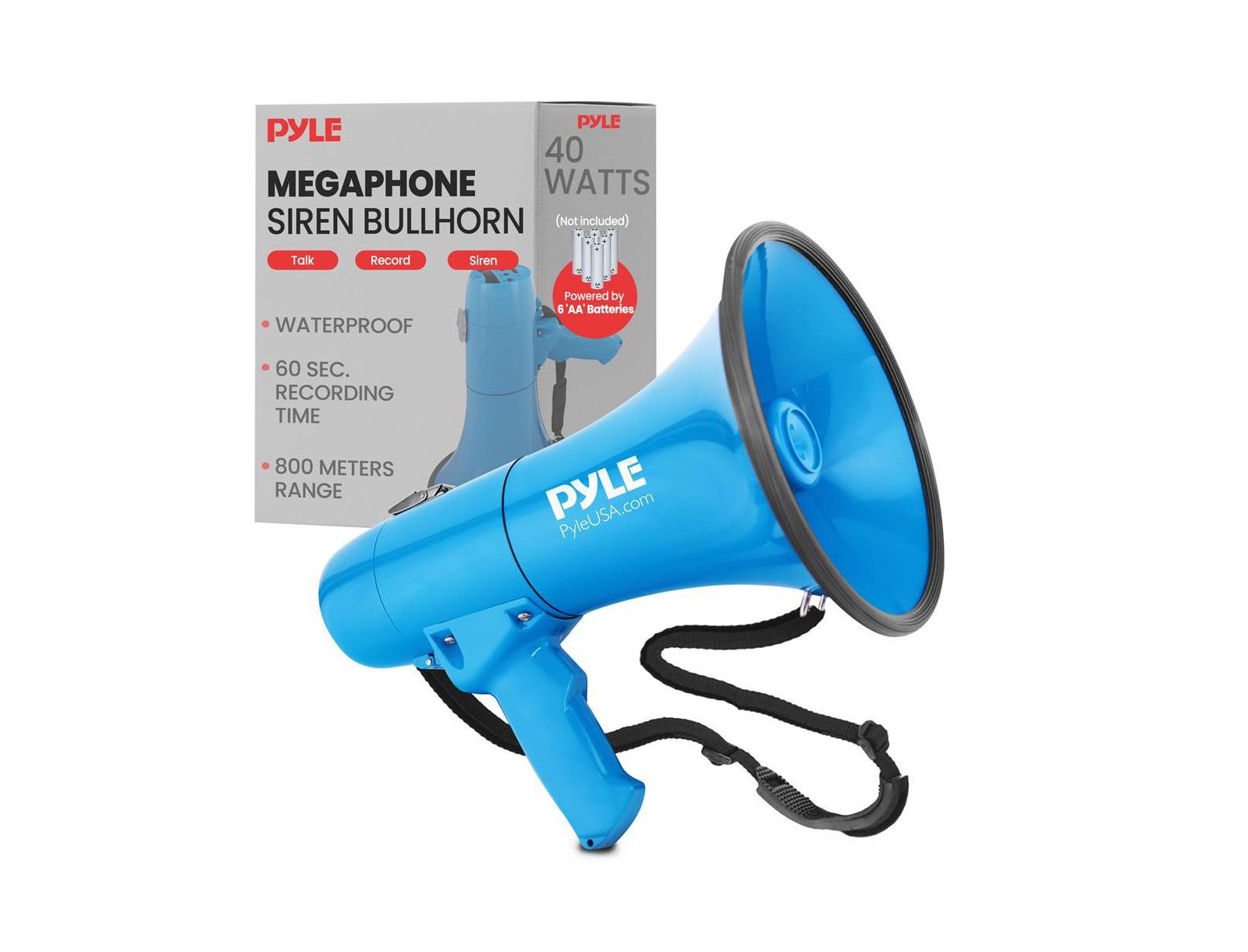 Мегафон-рупор Pyle 40-Watt с ручным микрофоном, синий