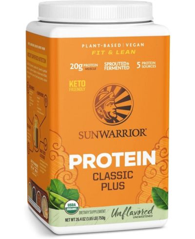 Classic Plus Protein Powder, Plant-Based Protein, Unflavored, Sunwarrior, 750gm (30 Servings)