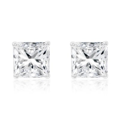 Suzy Levian Sterling Silver Asscher-Cut Cubic Zirconia 8mm 4 cttw Stud Earrings