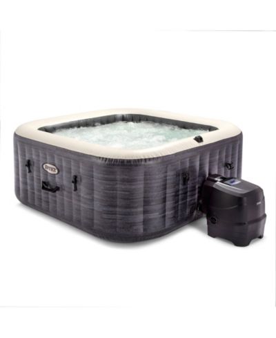 Intex PureSpa Plus Greystone 4 Person Inflatable Square Hot Tub Spa, 69 x 28"