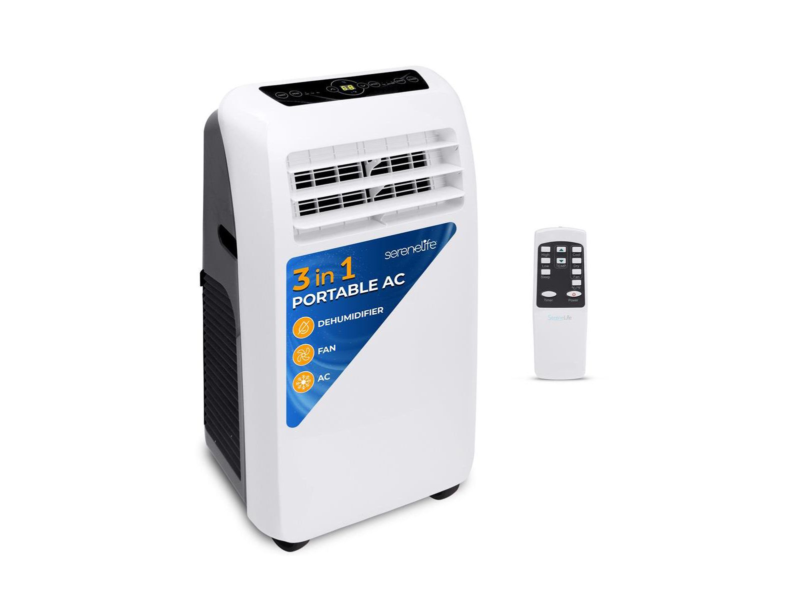 SereneLife Portable Air Conditioner, 10,000 BTU, Built-in Dehumidifier & Fan