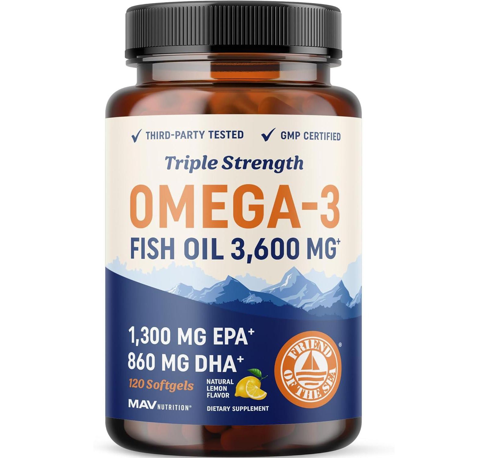 Мягкие капсулы с рыбьим жиром MAV Nutrition, 3600 mg EPA и DHA, 120 шт.