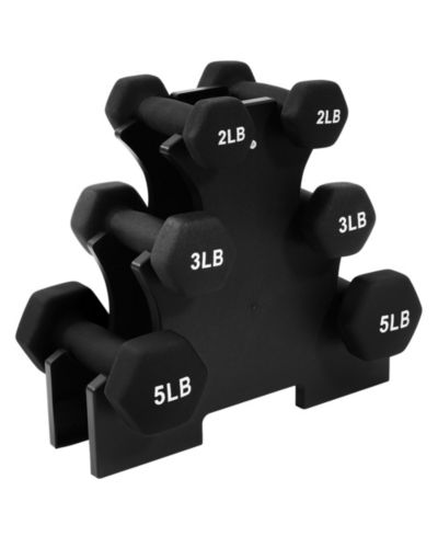 BalanceFrom Fitness 20 Pound Neoprene Coated Dumbbell Set with Stand, Black