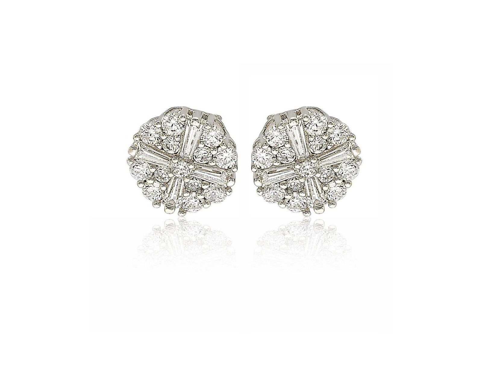 SUZY LEVIAN NEW YORK Серьги-гвоздики с фианитами и цирконием, серебро