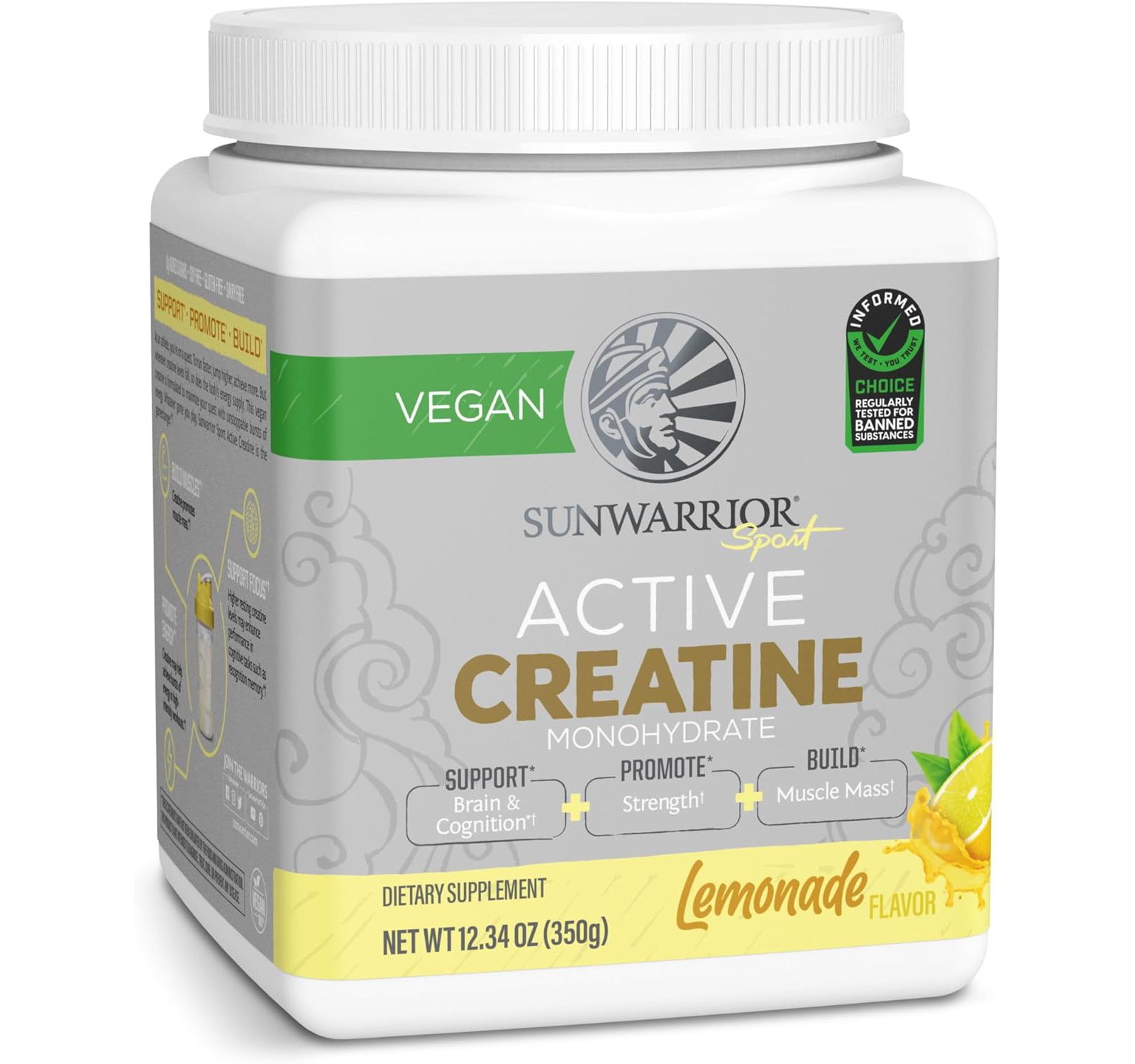 Sunwarrior Active Creatine Powder, Lemonade Flavor, 350gm