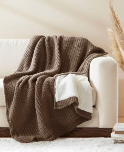 Madison Park Rowan Waffle Knit Chenille Throw, 50" x 60"