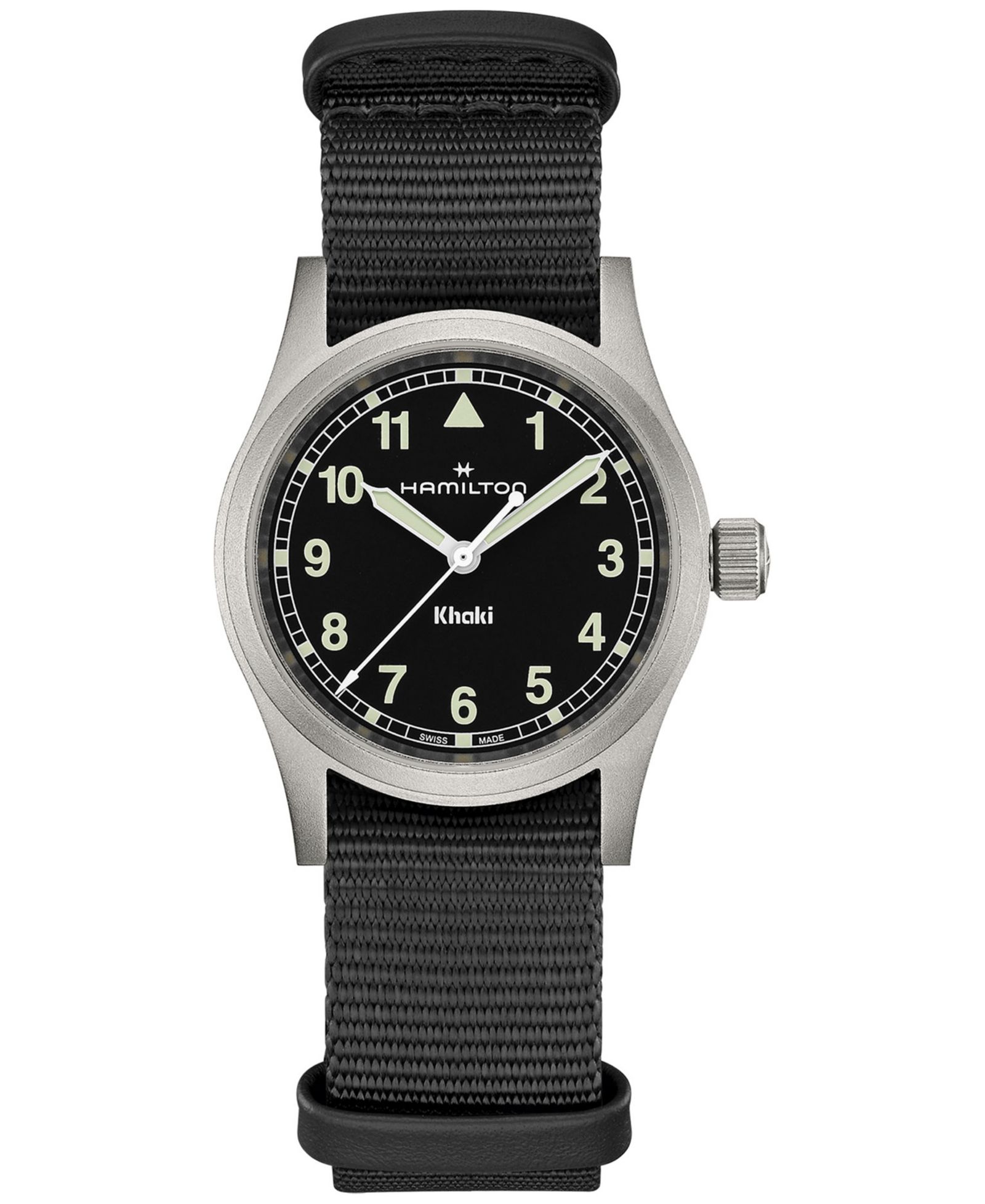 Hamilton Women's Swiss Khaki Field Black Textile Strap Watch 33mm