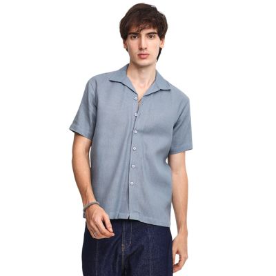 Men's Cloud Grey Solid Resort Shirt