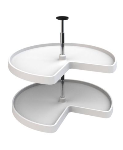 Rev-A-Shelf 28'' Lazy Susan Kidney Polymer 2-Shelf, White, 3472-28-11-52