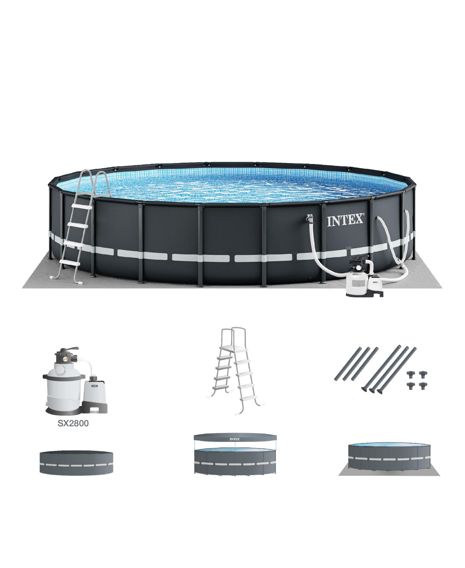 Надувной круглый уличный бассейн Intex Ultra Frame 26 Foot x 52 Inch