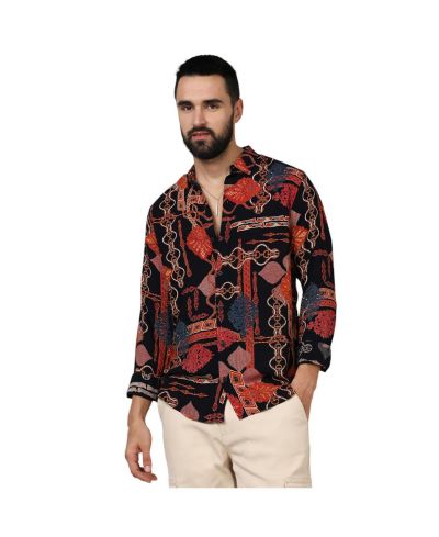 Рубашка Campus Sutra Men's Crimson Red & Navy Blue Artistic Block