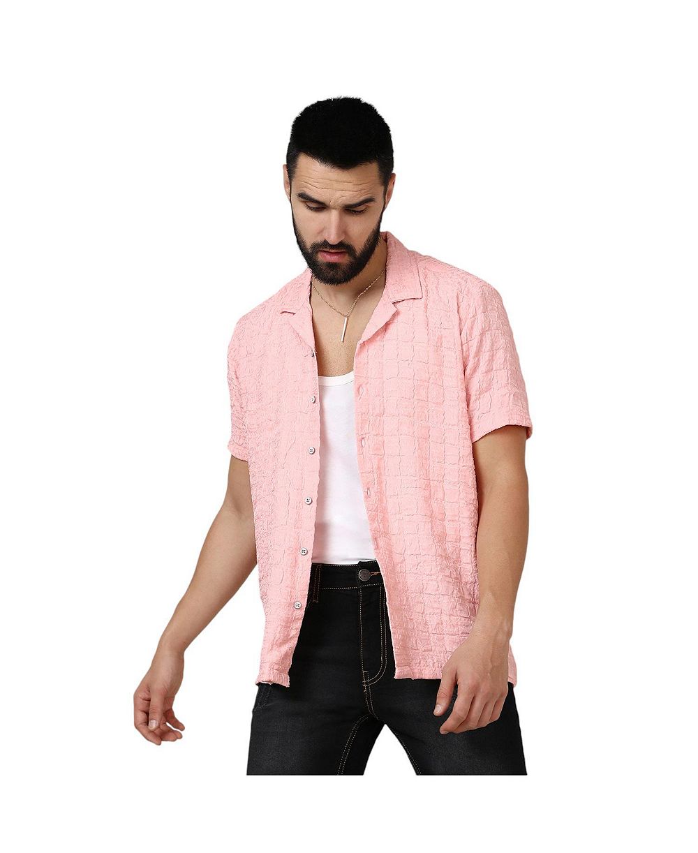 Мужская рубашка Campus Sutra Baby Pink Box-Creased