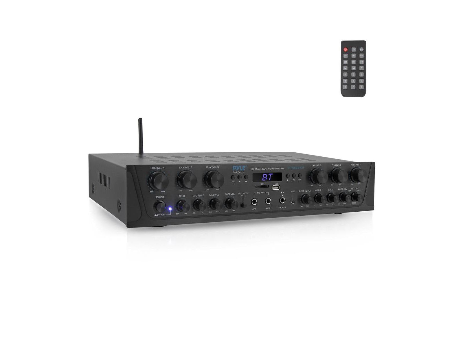 Усилитель Pyle Bluetooth Home Audio с FM радио, MP3/USB/SD/AUX, 6 каналов, 600 Watt