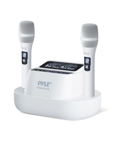 Pyle 2x100-Channel USB Rechargeable Wireless Microphone System, 2-Piece
