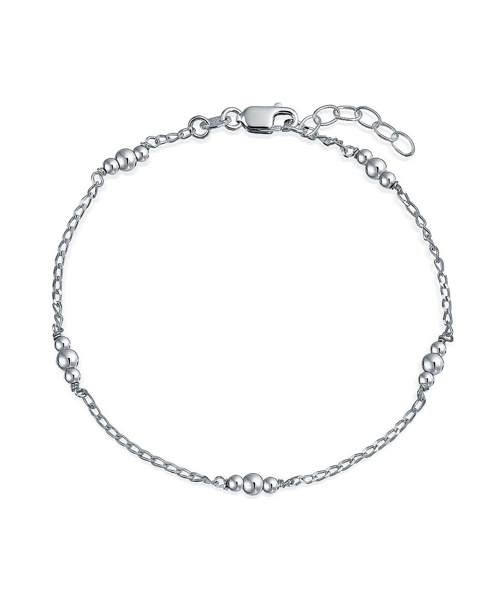 Bling Jewelry Ball Beads Anklet Strand Ankle Bracelet .925 Sterling Silver Adjustable