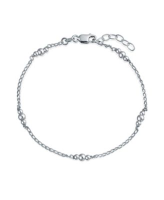 Браслет на ногу Bling Jewelry Hot Wife Ball Bead and Chain, серебро 925 Sterling Silver, регулируемый