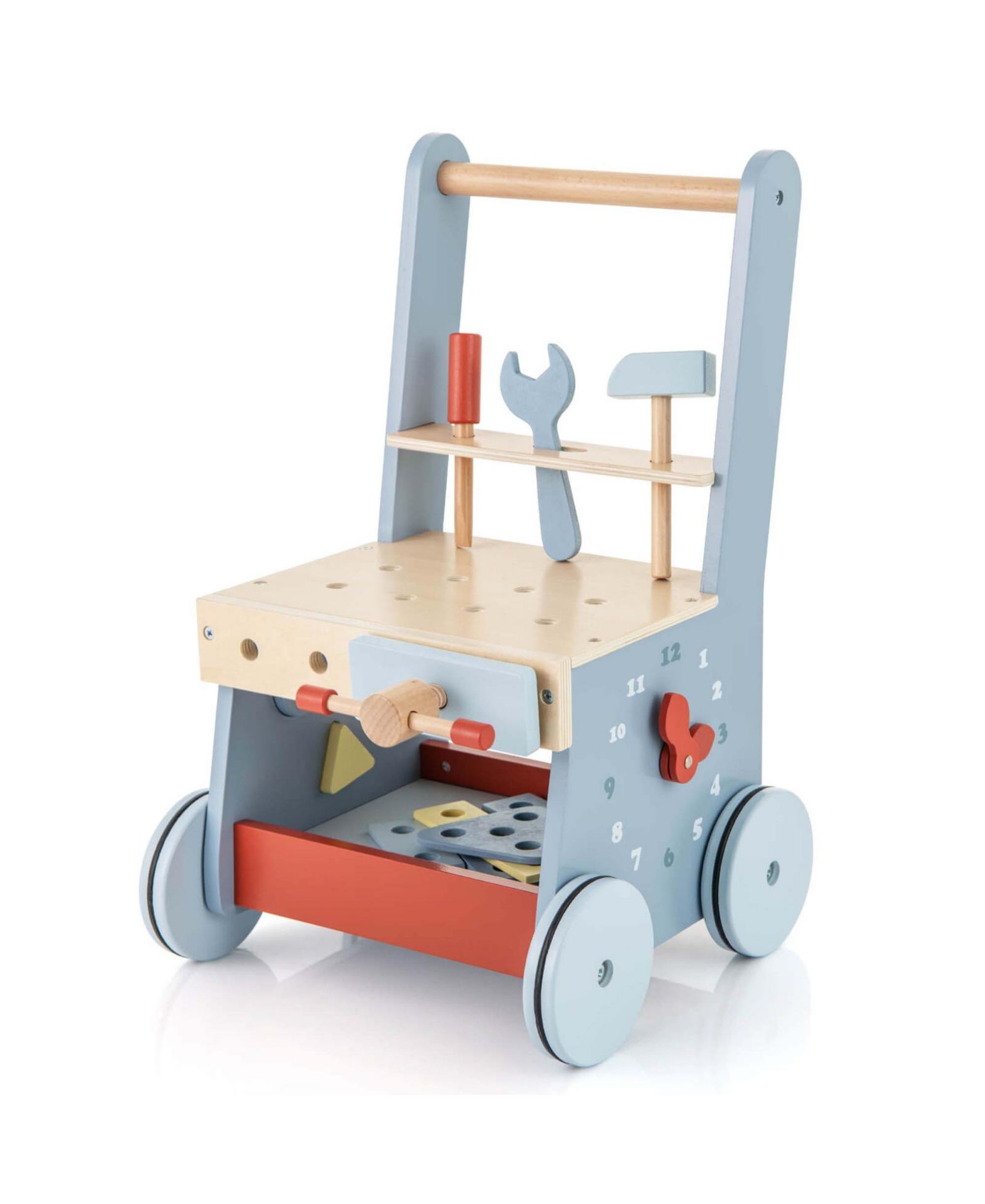 Costway 2-in-1 Wooden Baby Push Walker with Multi-Activity Center Bottom