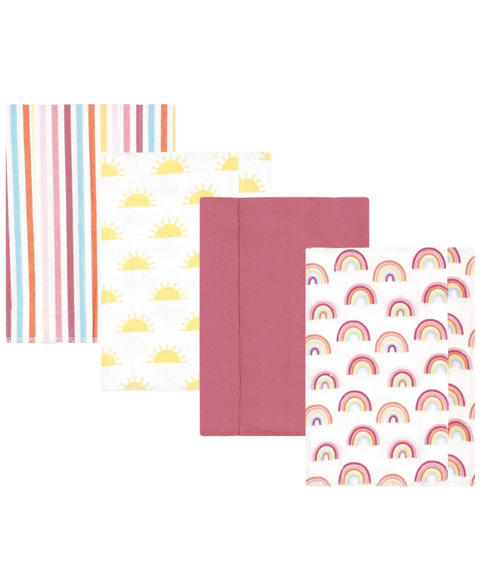 Hudson Baby Girls 4 Piece Absorbent Flannel Burp Cloth