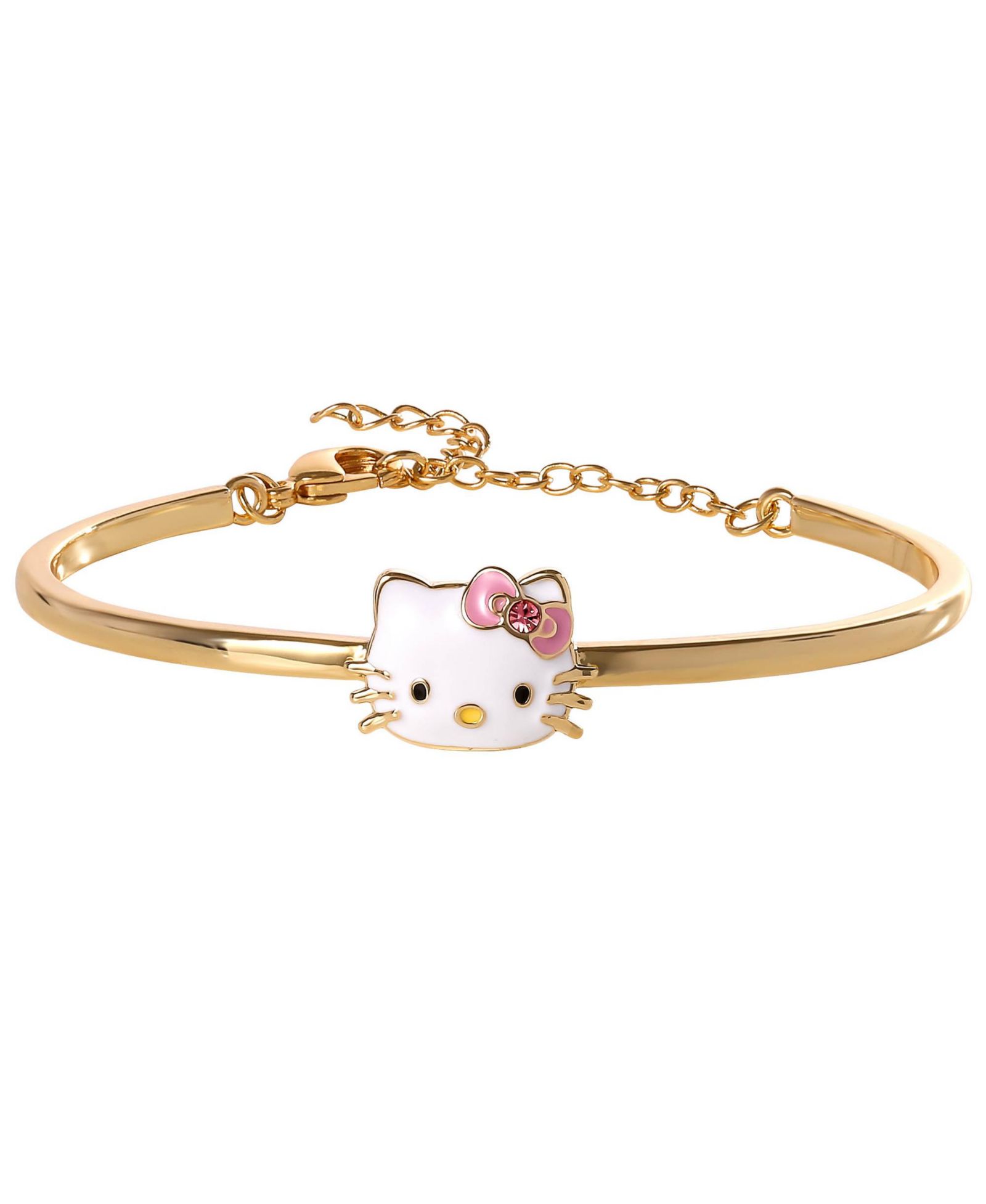 Браслет-бэнгл Hello Kitty Sanrio Gold-Tone Enamel с подвеской Pink Bow