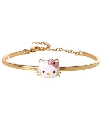 Браслет-бэнгл Hello Kitty Sanrio Gold-Tone Enamel с подвеской Pink Bow