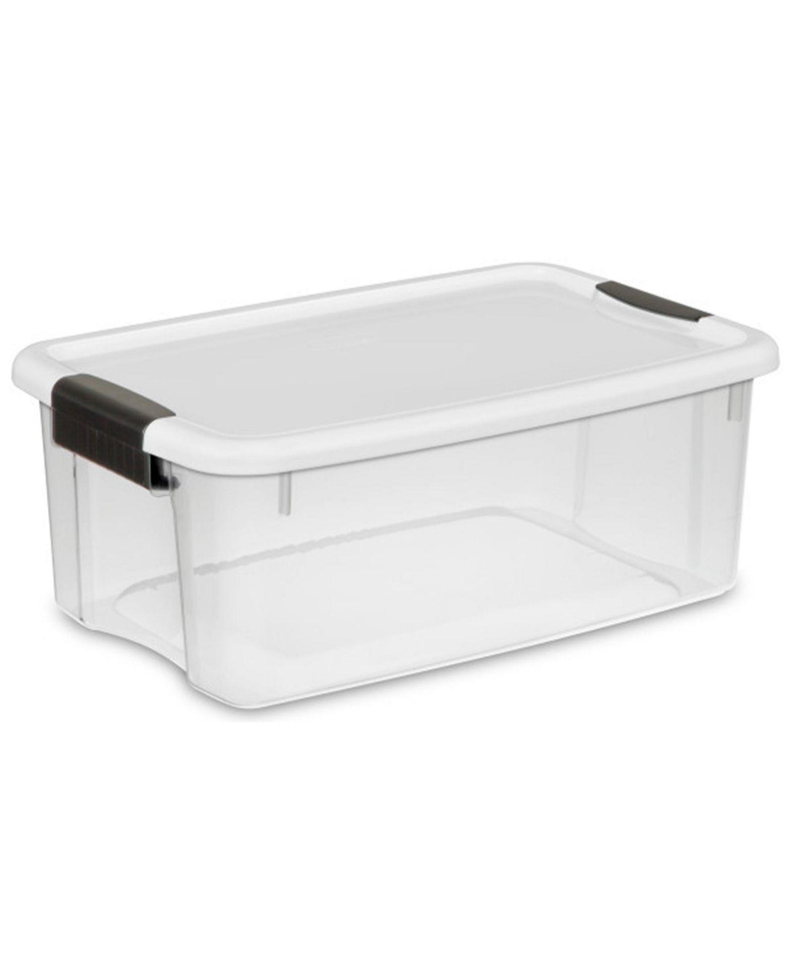 Sterilite 18 Qt Clear Plastic Stackable Storage Bin w/ White Latch Lid, 24 Pack