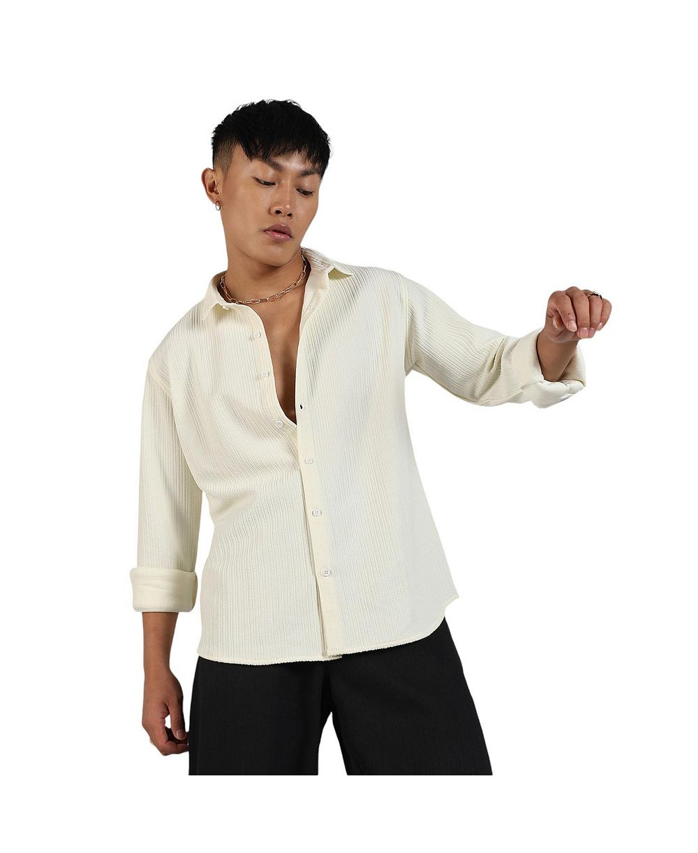 Мужская рубашка Campus Sutra Pale Yellow Stripe-Creased