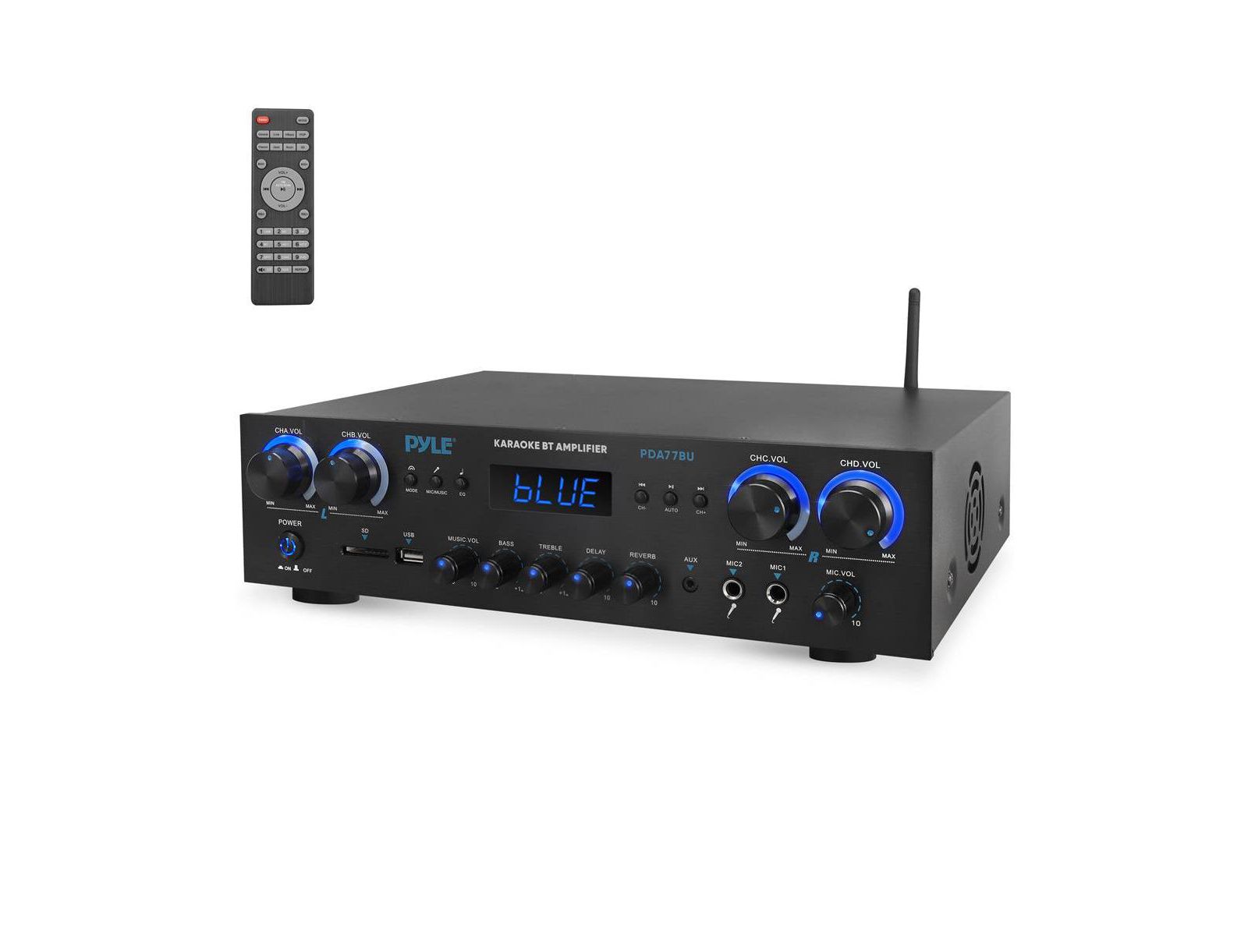 Pyle Wireless Bluetooth Streaming Stereo Amplifier Receiver With FM Radio, MP3/USB/SD/AUX Playback, 800 Watt