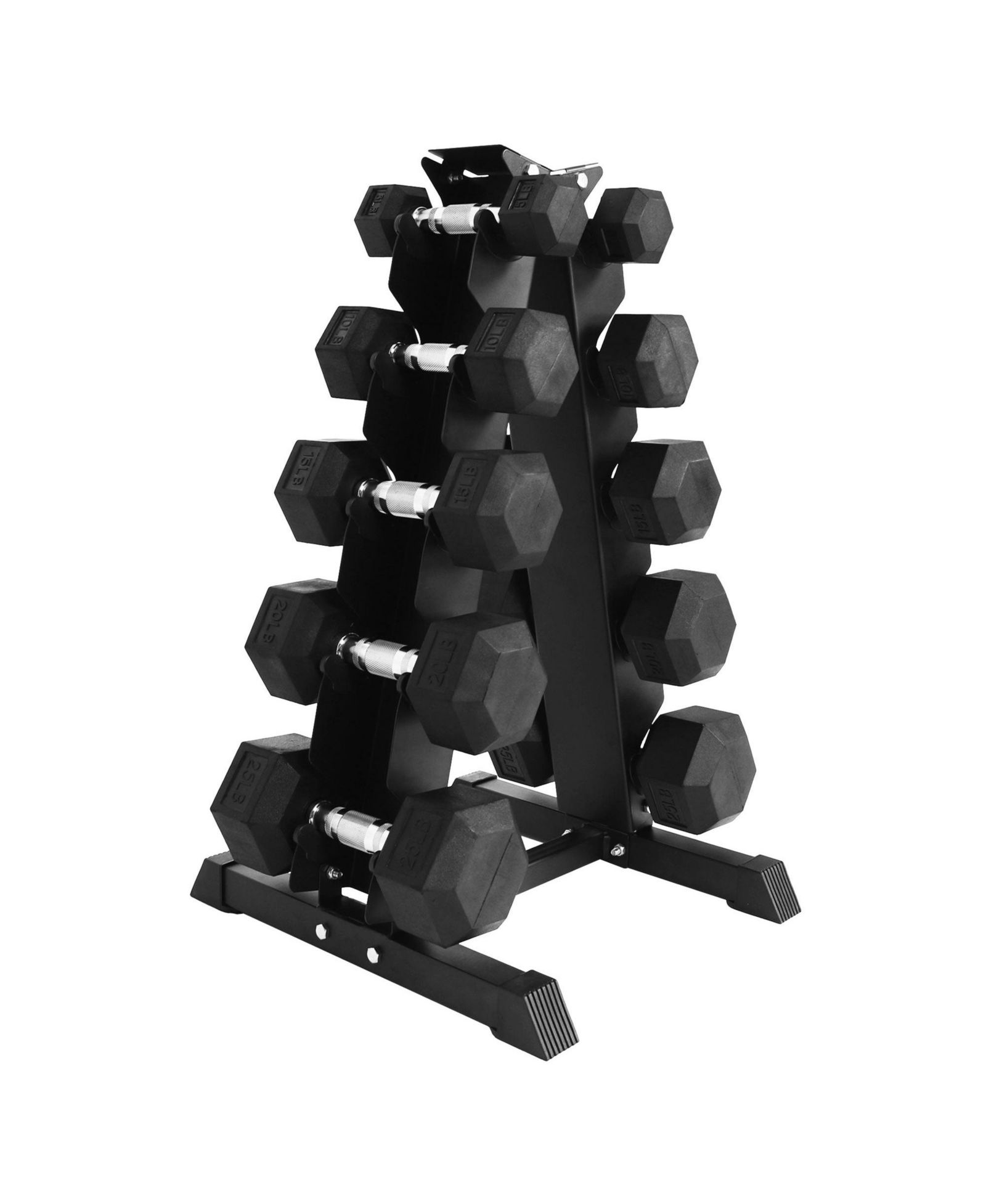 BalanceFrom набор гантелей Hex из сплава стали 150 lb с резиновым покрытием, Black