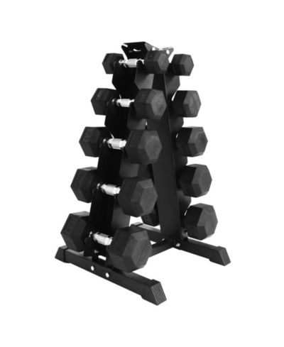 BalanceFrom набор гантелей Hex из сплава стали 150 lb с резиновым покрытием, Black