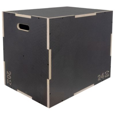 Signature Fitness платформа для прыжков Signature Fitness 30" x 24" x 20" Wooden Plyo Box Non-Slip Jump Platform, Gray
