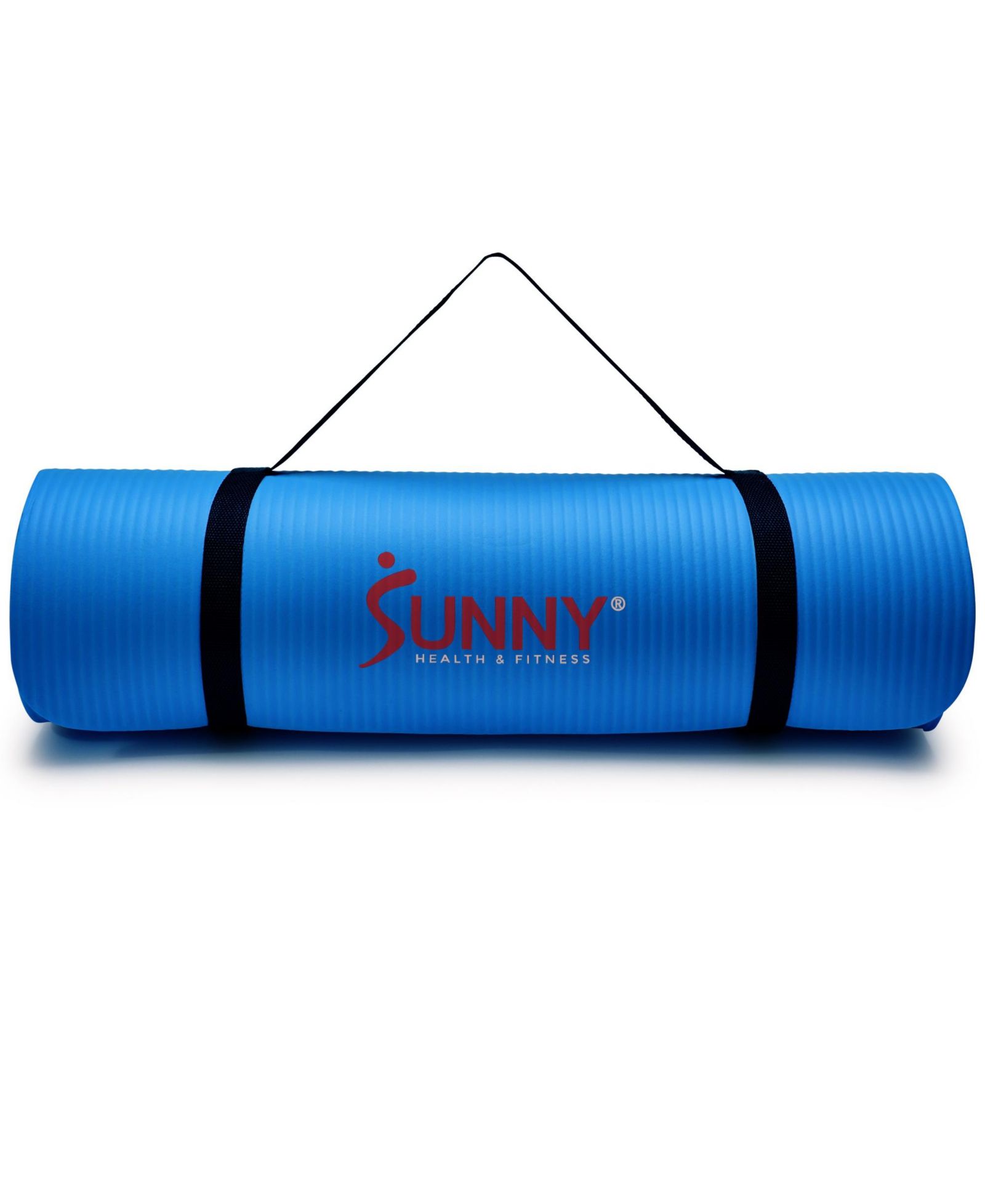 Sunny Health & Fitness Premium 1/2-Inch Extra Thick Exercise Yoga Mat Non-Slip - Blue – 74 x 24 Inches