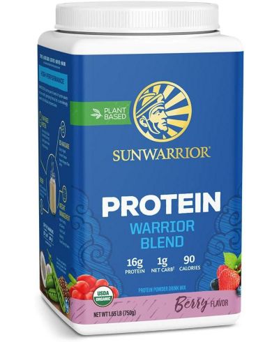 Warrior Blend Protein, Plant-Based Organic Protein Powder, Berry, Sunwarrior, 750gm