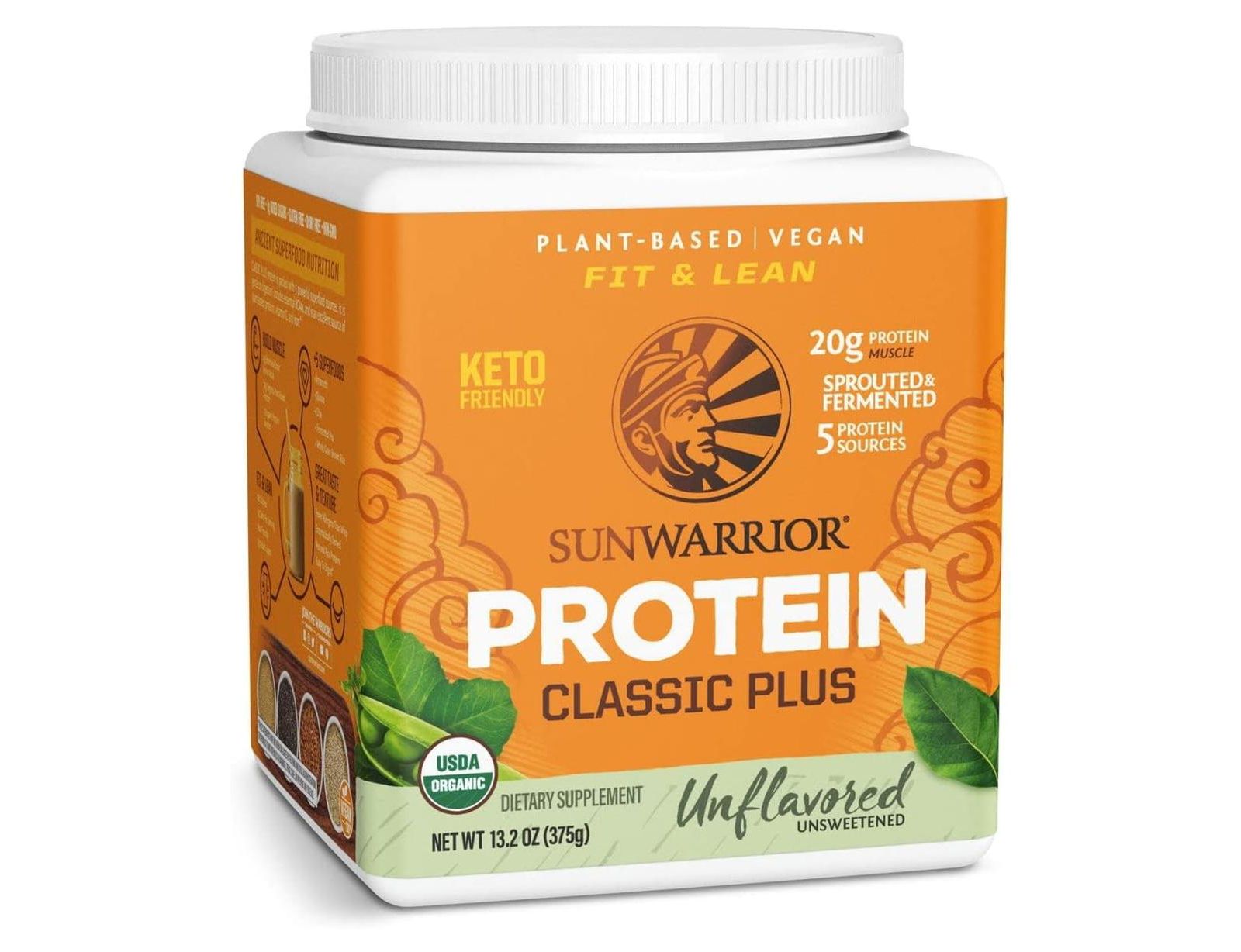Classic Plus Protein Powder, Plant-Based Protein, Unflavored, Sunwarrior, 375gm (15 Servings)