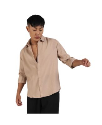 Мужская рубашка Campus Sutra Beige Textured Interweave Shirt