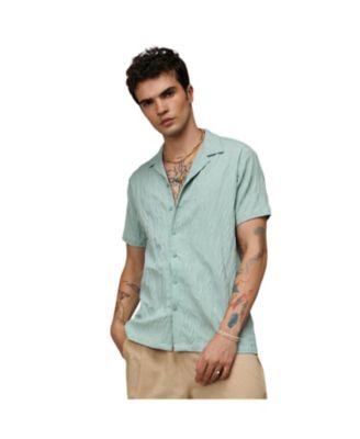 Мужская рубашка Campus Sutra Sage Green Grain-Textured