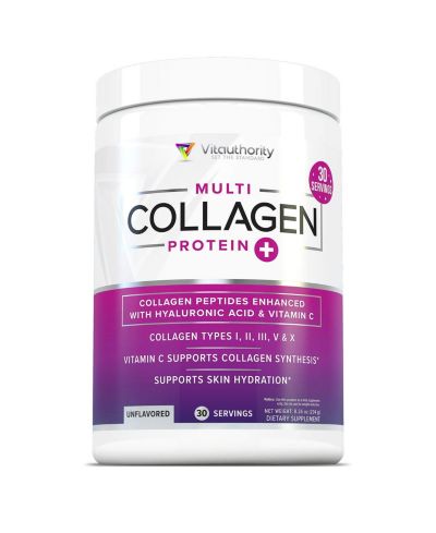 Multi Collagen Protein Plus, Unflavored, Vitauthority, 30 Servings