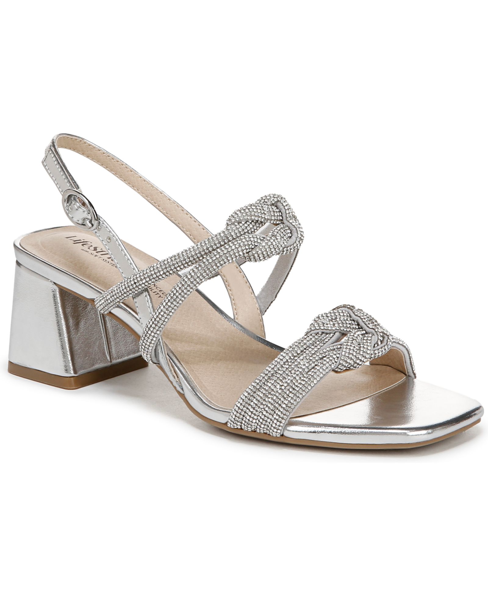 LifeStride Women's Celeste Angled Block Heel Square Open Toe Dress Slingbacks