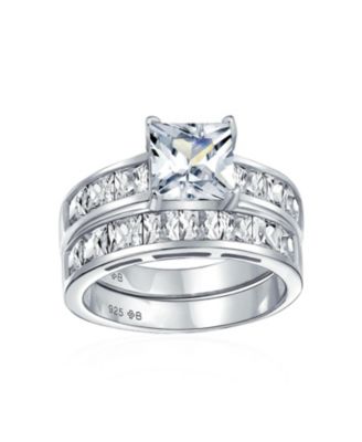 Bling Jewelry обручальное кольцо с камнями CZ, огранка Princess, 2CT, из стерлингового серебра.925